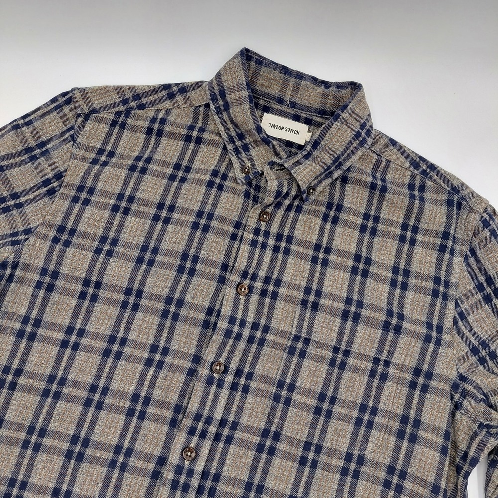 Taylor Stitch The JACK Plaid Shirt Mens 38 Button Up Long Sleeve Pocket ORGANIC